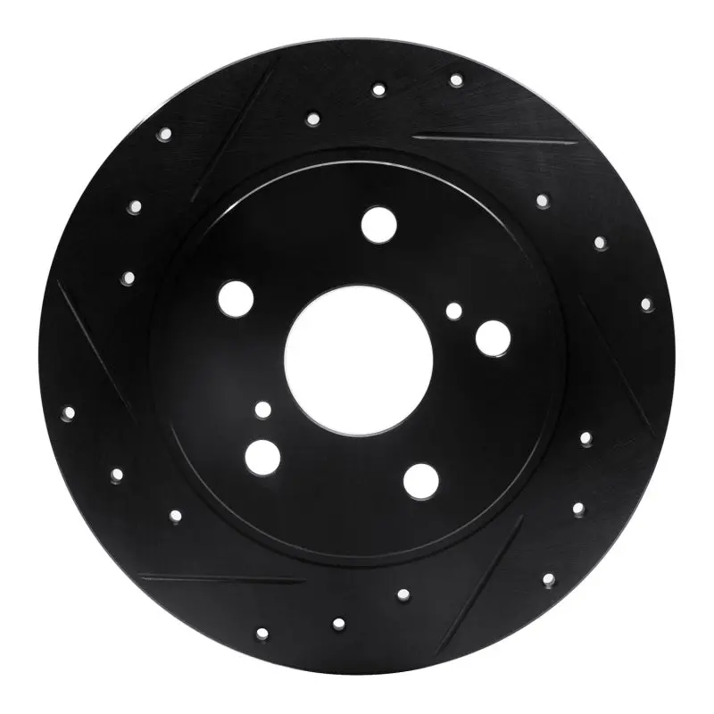 R1 11-16 Scion Tc Rear Left Drilled & Slotted Black Brake Rotor 1