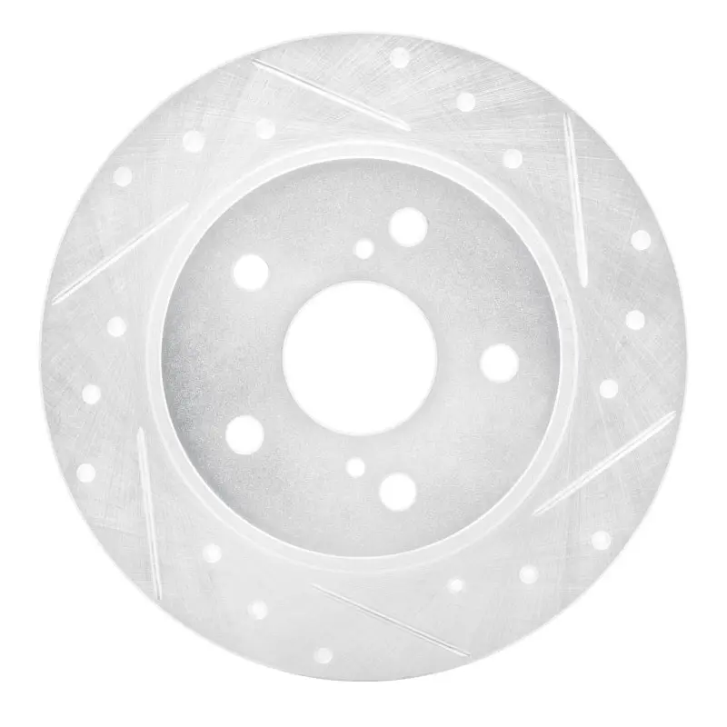 R1 11-16 Scion Tc Rear Right Drilled & Slotted Silver Brake Rotor 1