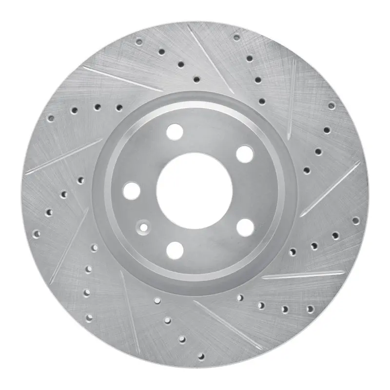 R1 11-17 Audi A5 Front Right Drilled & Slotted Silver Brake Rotor 1