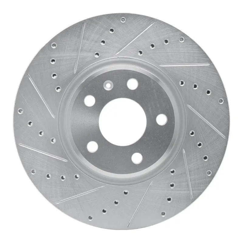 R1 11-17 Audi Q5 (Mexico) Front Left Drilled & Slotted Silver Brake Rotor 1