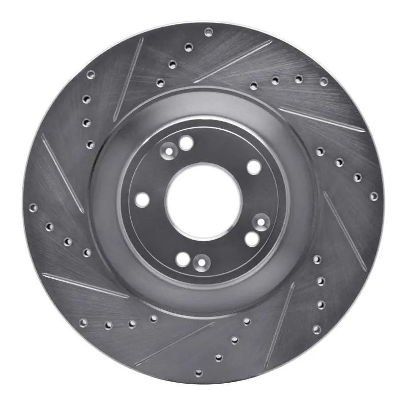 R1 11-17 Genesis G80 Front Left Drilled & Slotted Silver Brake Rotor 1