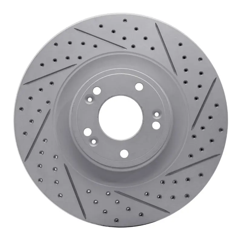 R1 11-17 Genesis G80 Front Right Drilled & Slotted Geo-Carbon Rotor 1