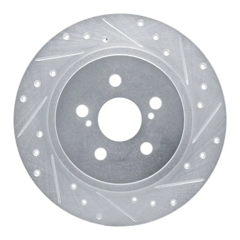 R1 11-17 Lexus Ct200h Rear Right Drilled & Slotted Silver Brake Rotor 1