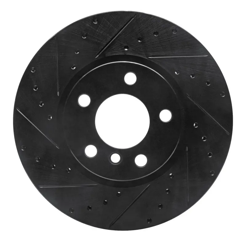 R1 11-18 Bmw X4 Front Left Drilled & Slotted Black Brake Rotor 1