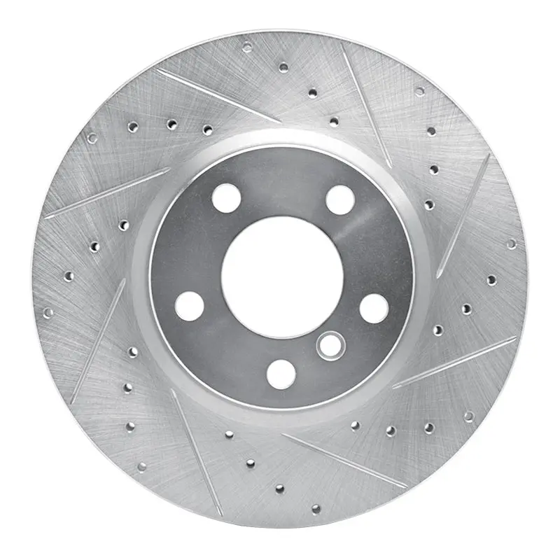 R1 11-18 Bmw X4 Front Right Drilled & Slotted Silver Brake Rotor 1