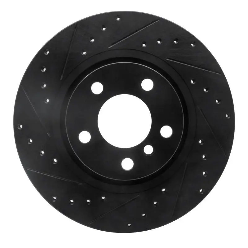 R1 11-18 Bmw X4 Rear Left Drilled & Slotted Black Brake Rotor 1