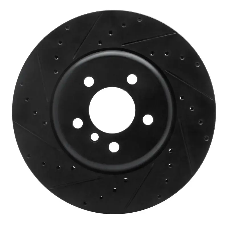 R1 11-19 Bmw 640I Gran Coupe Front Left Drilled & Slotted Black Brake Rotor 1
