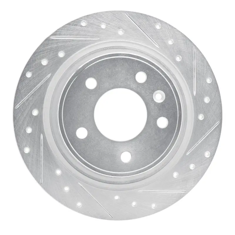 R1 11-19 Buick Cascada Rear Right Drilled & Slotted Silver Brake Rotor 1