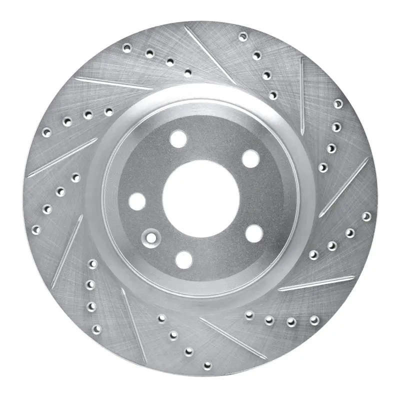 R1 11-19 Ford Flex Front Right Drilled & Slotted Silver Brake Rotor 1