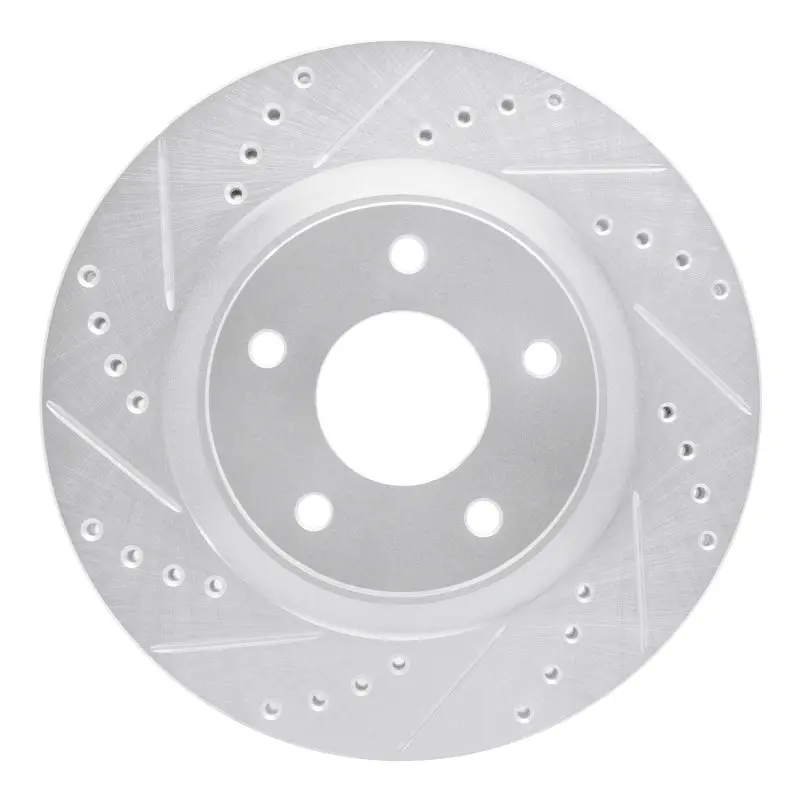 R1 11-19 Nissan Sentra Front Left Drilled & Slotted Silver Brake Rotor 1