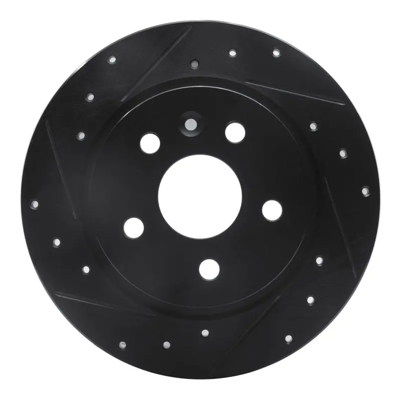 R1 11-22 Buick Encore Rear Left Drilled & Slotted Black Brake Rotor 1