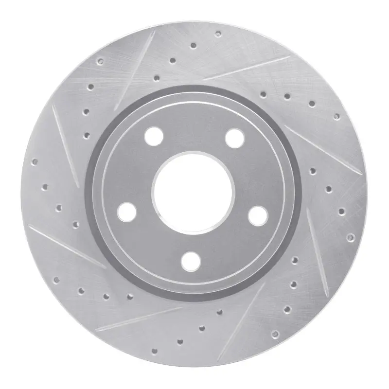 R1 11-22 Dodge Durango Front Left Drilled & Slotted Silver Brake Rotor 1