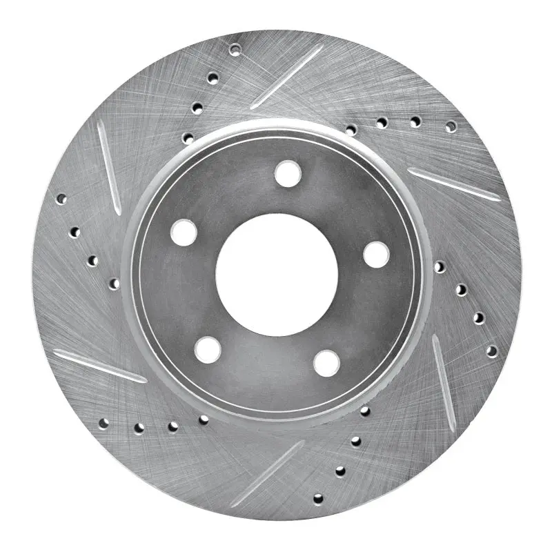 R1 11-25 Chevrolet City Express Front Left Drilled & Slotted Silver Brake Rotor 1