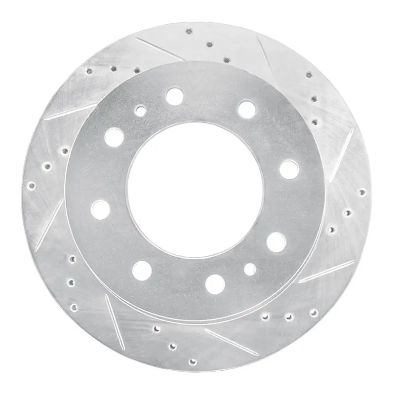 R1 11-25 Chevrolet Suburban 3500 Hd Rear Right Drilled & Slotted Silver Brake Rotor 1