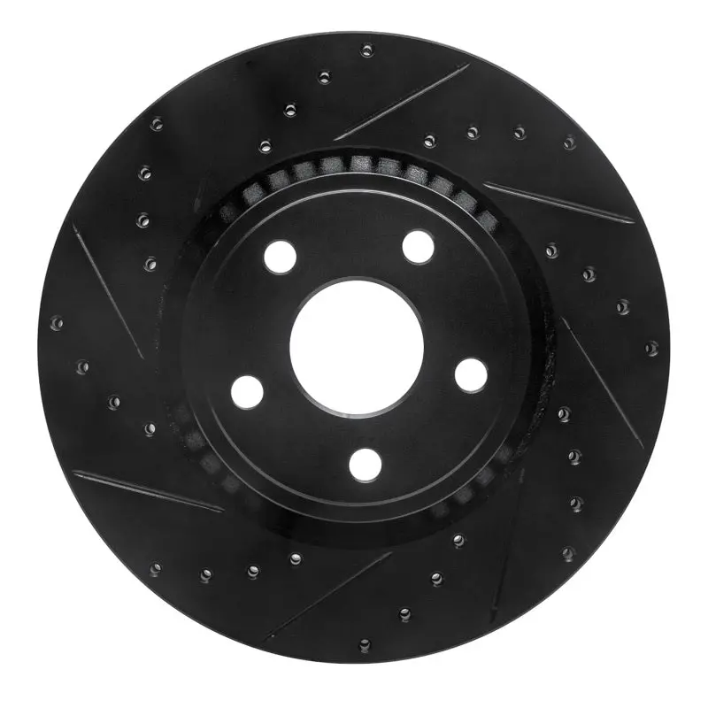 R1 11-25 Dodge Durango Front Left Drilled & Slotted Black Brake Rotor 1