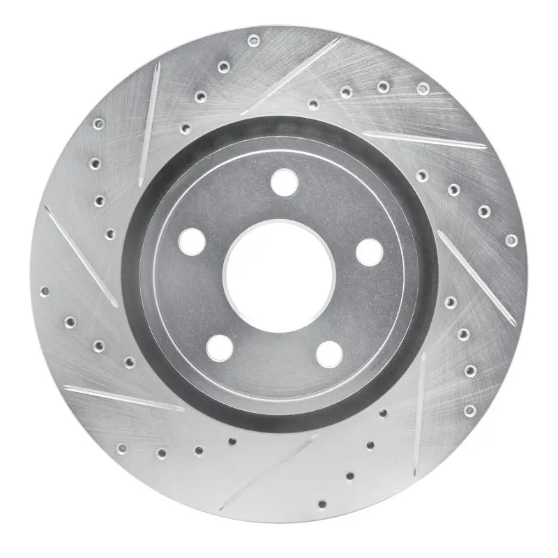 R1 11-25 Dodge Durango Front Left Drilled & Slotted Silver Brake Rotor 1