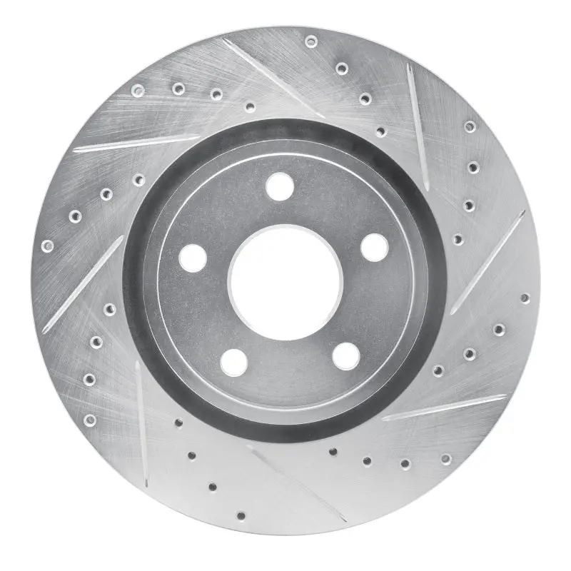 R1 11-25 Dodge Durango Front Right Drilled & Slotted Silver Brake Rotor 1