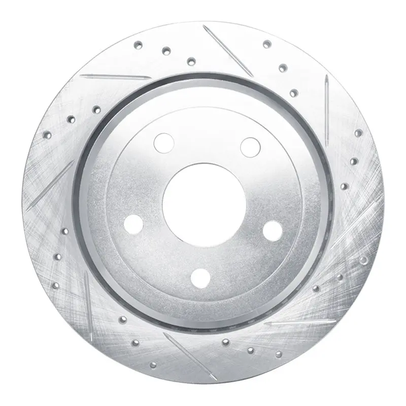 R1 11-25 Dodge Durango Rear Right Drilled & Slotted Silver Brake Rotor 1