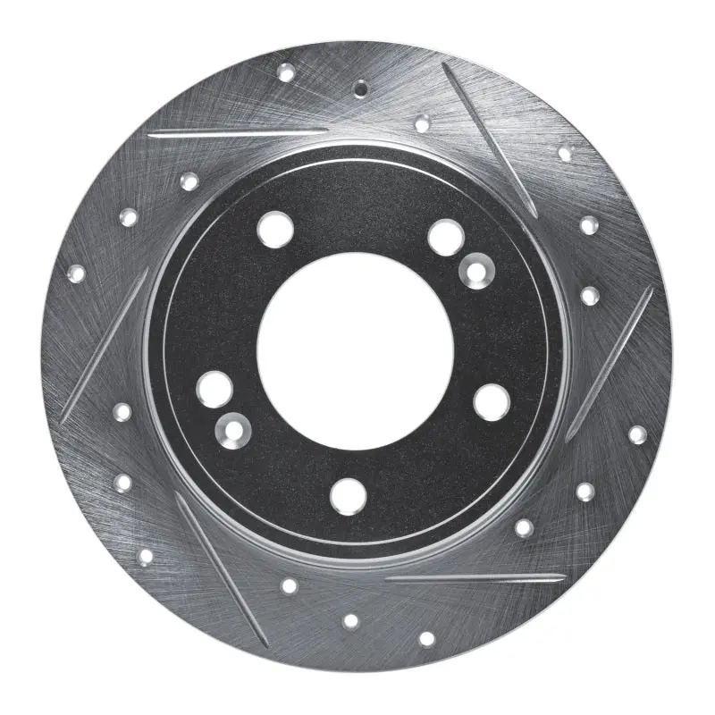 R1 11-25 Hyundai Elantra Coupe Rear Right Drilled & Slotted Silver Brake Rotor 1