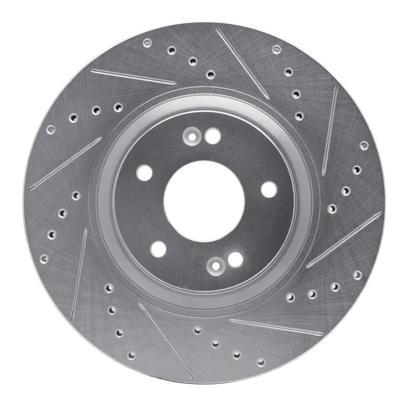 R1 11-25 Hyundai Sonata Front Right Drilled & Slotted Silver Brake Rotor 1