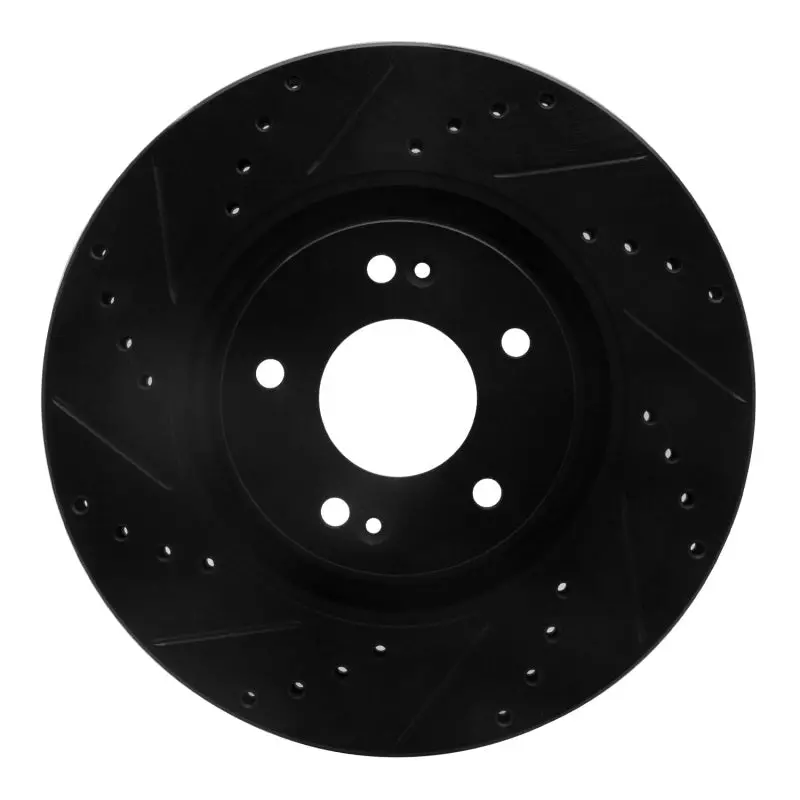 R1 11-25 Hyundai Tucson Front Left Drilled & Slotted Black Brake Rotor 1