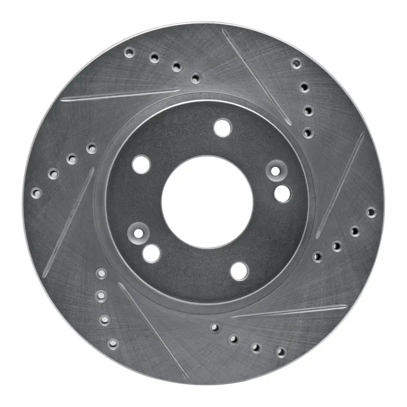 R1 11-25 Hyundai Venue Front Right Drilled & Slotted Silver Brake Rotor 1