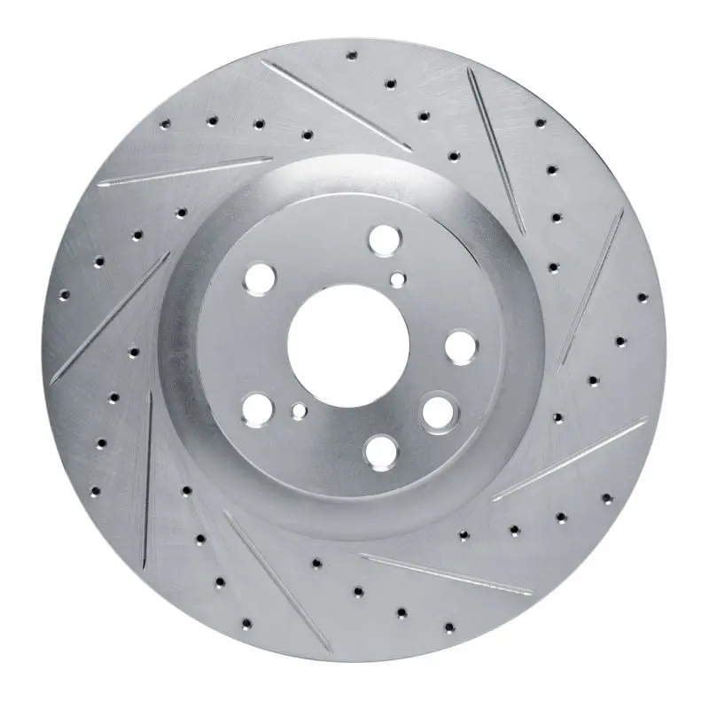 R1 11-25 Lexus Gs450h Right Front Drilled & Slotted Silver Brake Rotor 1