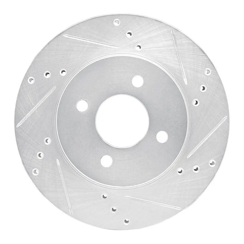 R1 11-25 Nissan March (Mexico) Front Right Drilled & Slotted Silver Brake Rotor 1