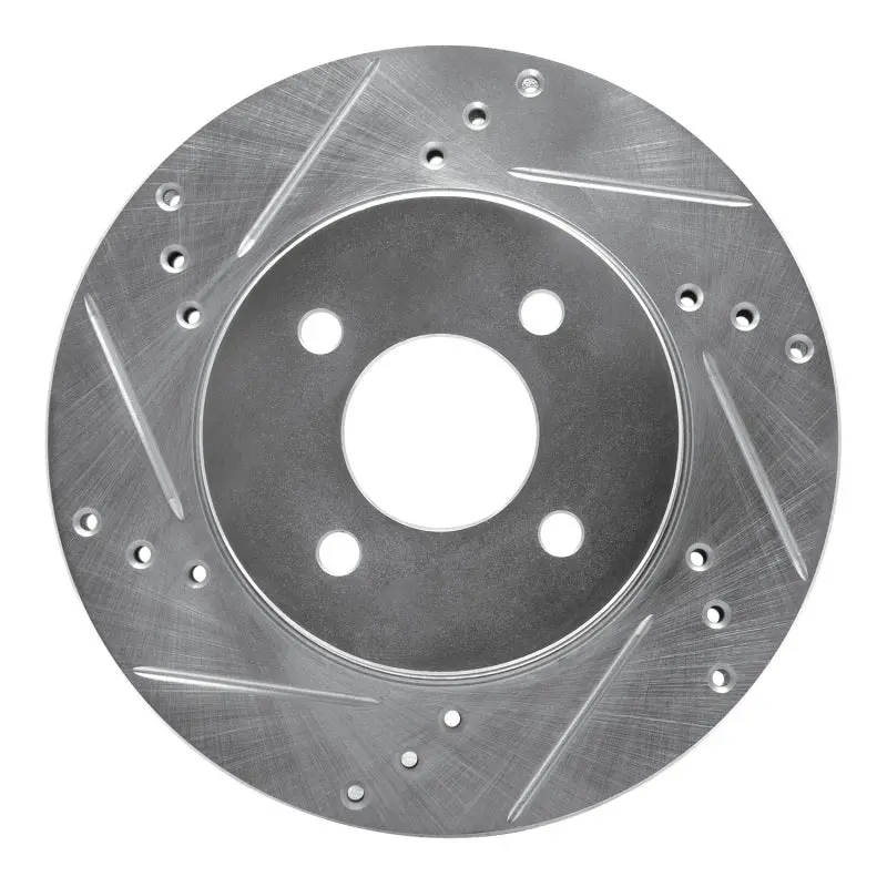 R1 11-25 Nissan Versa Front Left Drilled & Slotted Silver Brake Rotor 1