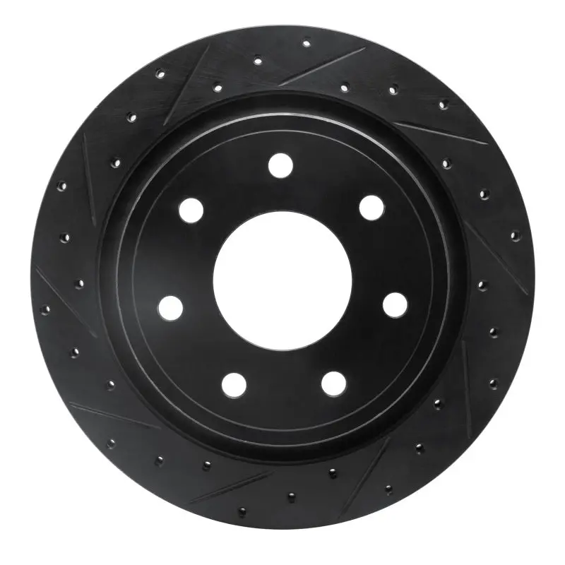 R1 12-14 Ford F-150 4Wd Rear Left Drilled & Slotted Black Brake Rotor 1