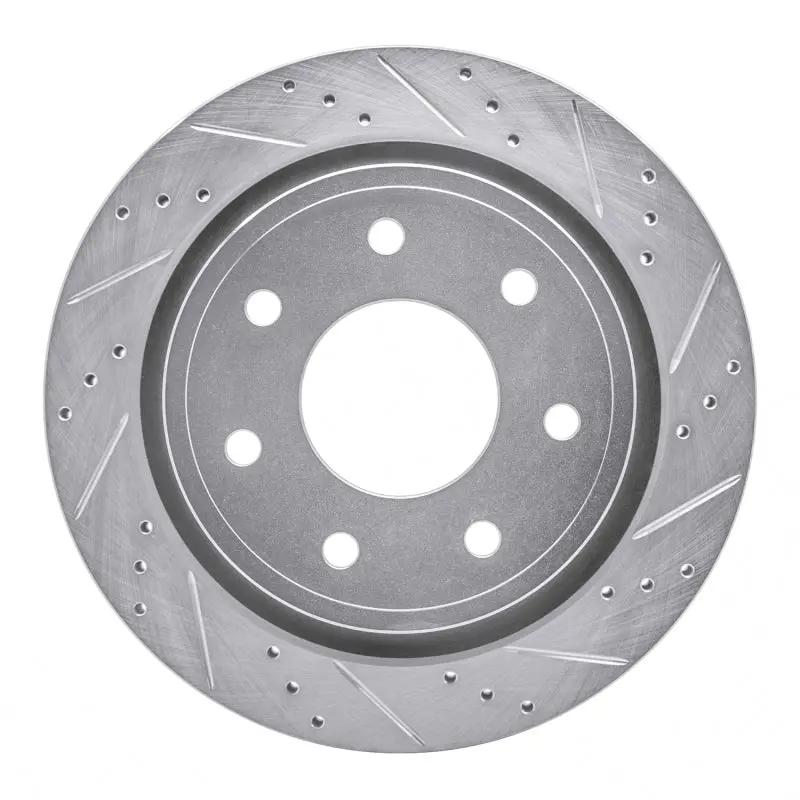 R1 12-14 Ford F-150 Rwd Rear Right Drilled & Slotted Silver Brake Rotor 1