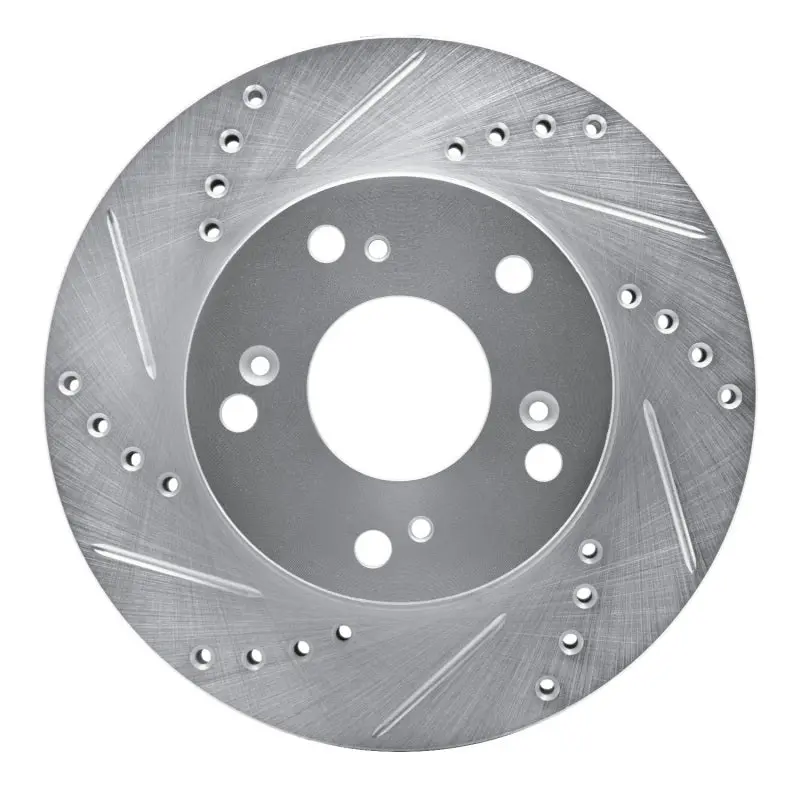 R1 12-15 Acura Ilx Front Left Drilled & Slotted Silver Brake Rotor 1