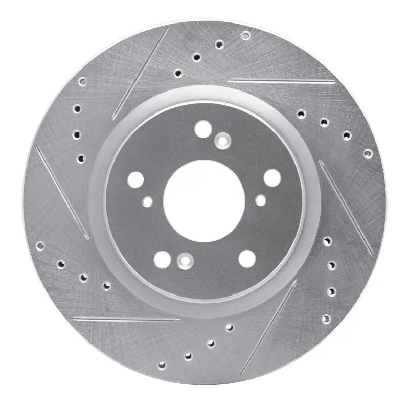 R1 12-16 Honda Cr-V Front Left Drilled & Slotted Silver Brake Rotor 1