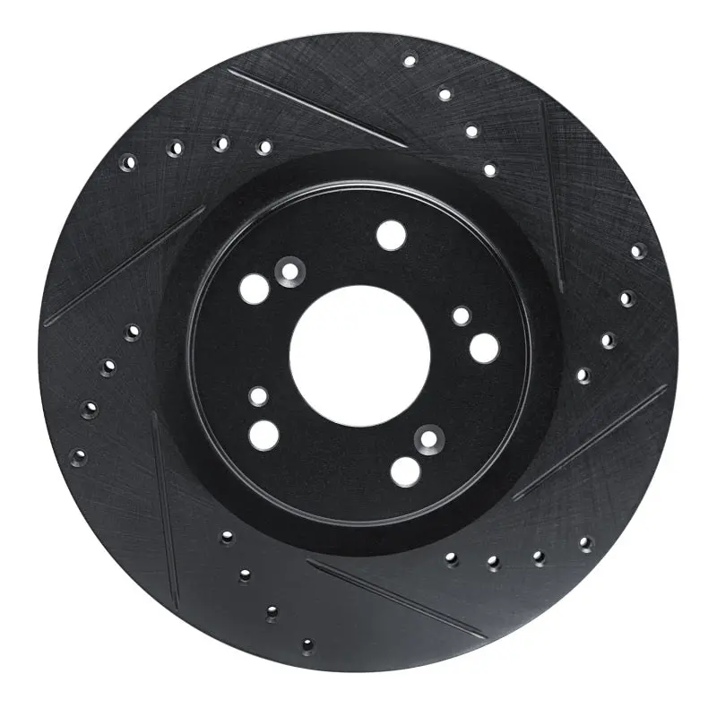 R1 12-16 Honda Cr-V Front Right Drilled & Slotted Black Brake Rotor 1