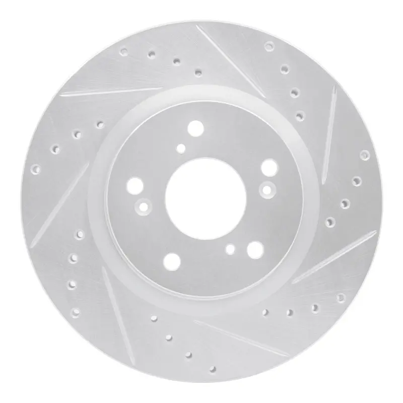 R1 12-16 Honda Cr-V Front Right Drilled & Slotted Silver Brake Rotor 1