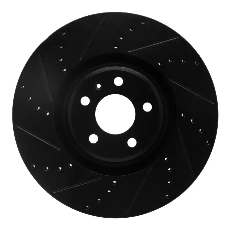 R1 12-18 Audi A7 Quattro Front Left Drilled & Slotted Black Brake Rotor 1
