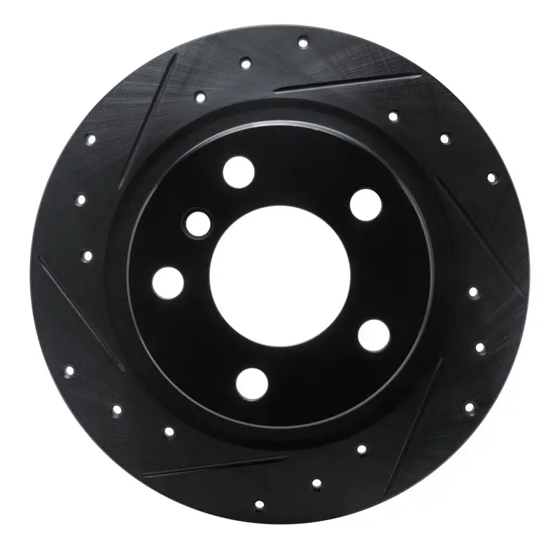 R1 12-18 Bmw 118I (Mexico) Rear Left Drilled & Slotted Black Brake Rotor 1