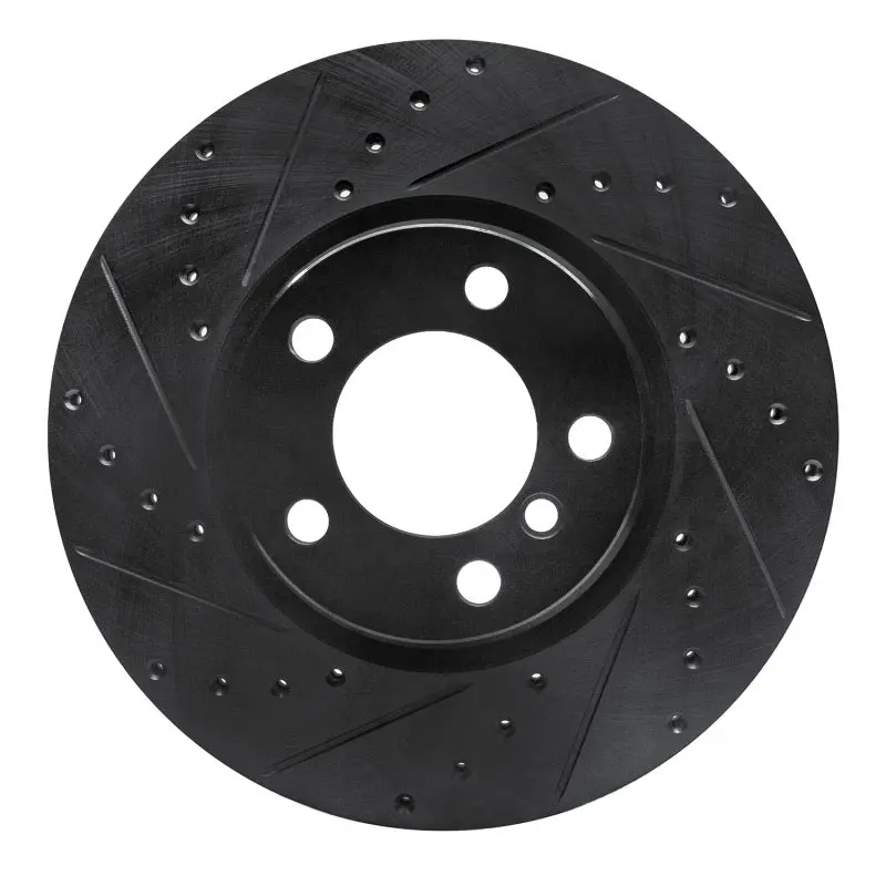 R1 12-18 Bmw 228I Front Left Drilled & Slotted Black Brake Rotor 1