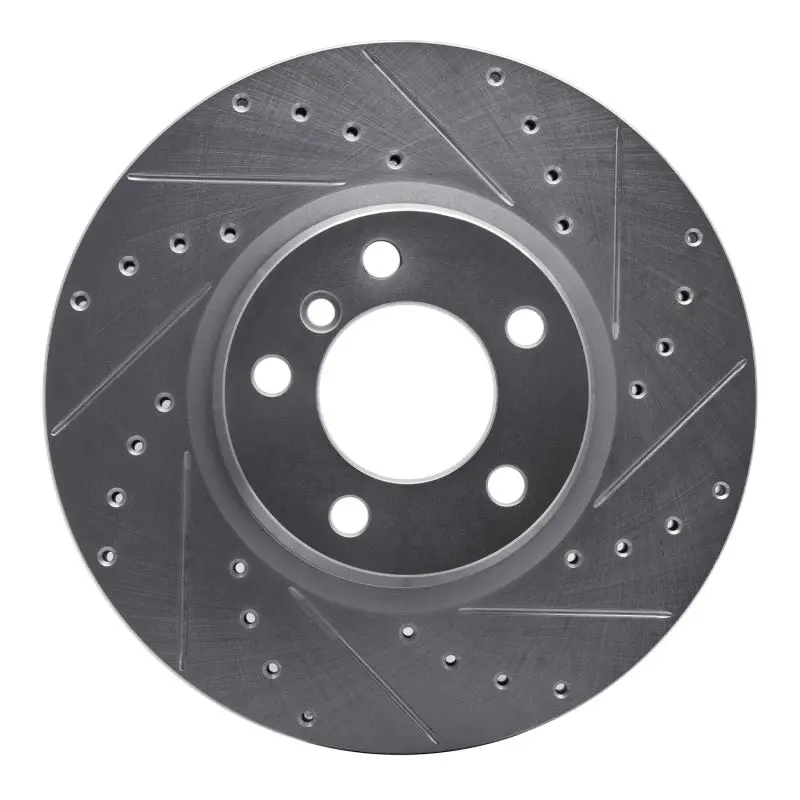R1 12-18 Bmw 330E Front Right Drilled & Slotted Silver Brake Rotor 1