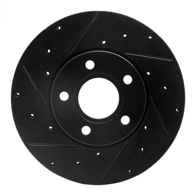 R1 12-18 Ford C-Max Front Left Drilled & Slotted Black Brake Rotor 1
