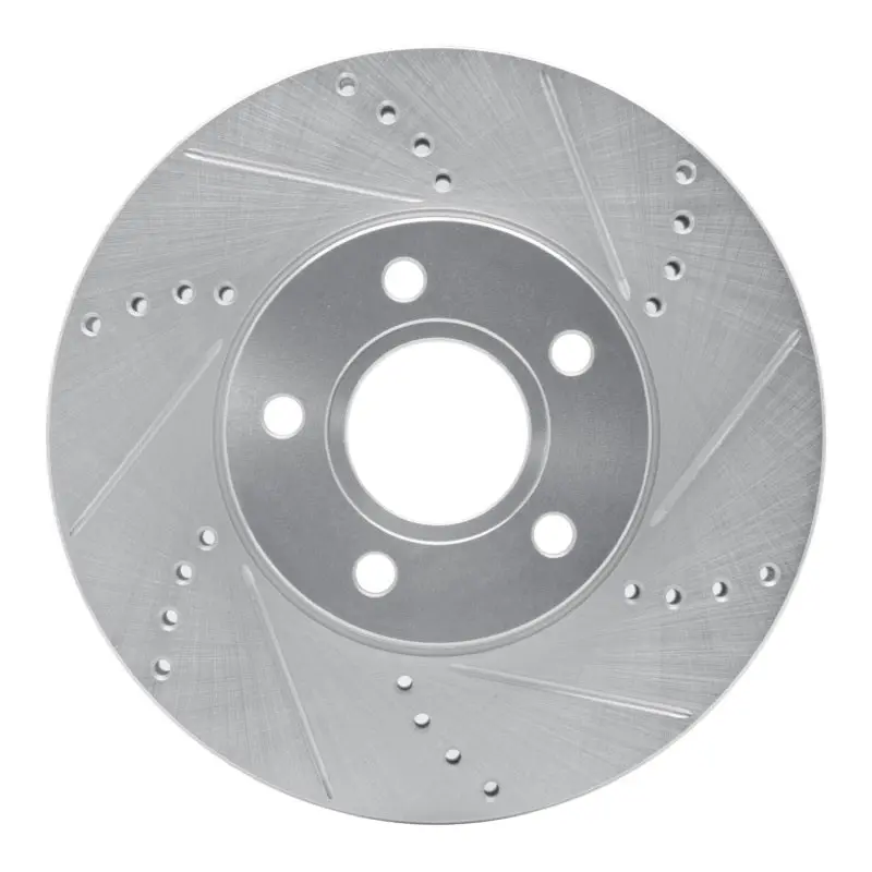 R1 12-18 Ford C-Max Front Right Drilled & Slotted Silver Brake Rotor 1