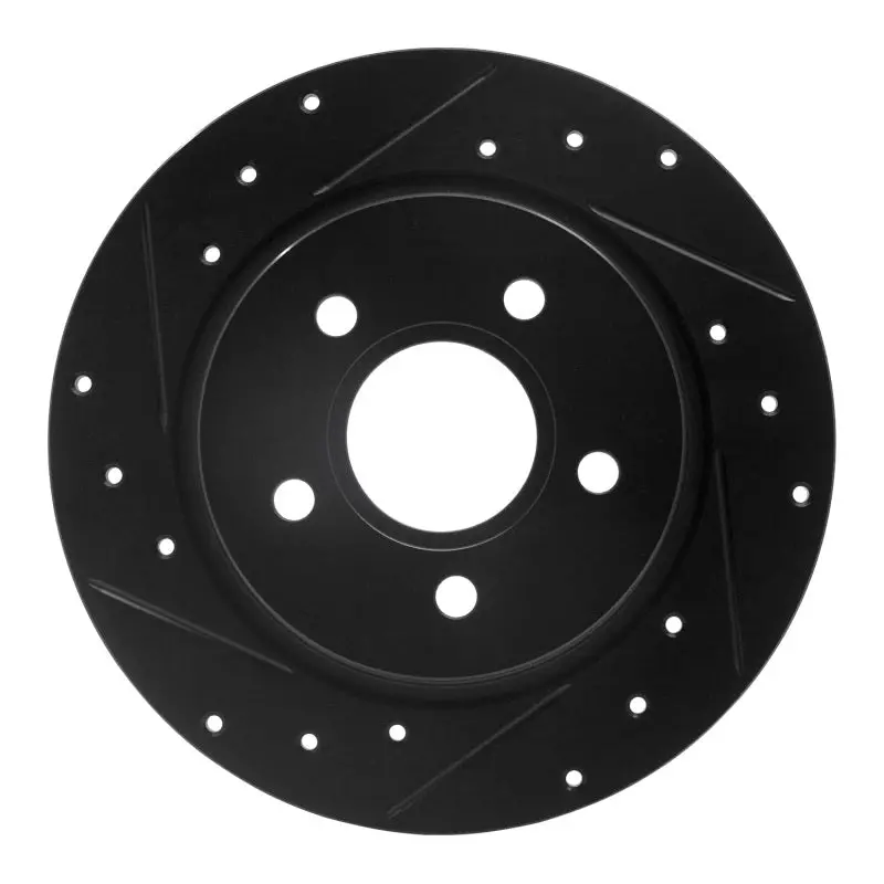 R1 12-18 Ford Focus Rear Left Drilled & Slotted Black Brake Rotor 1