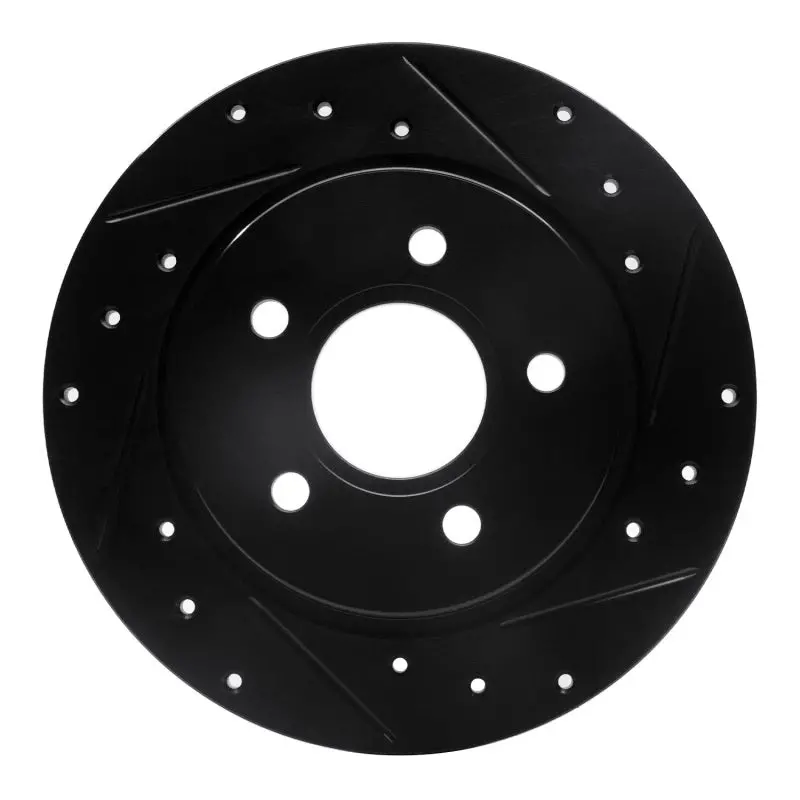 R1 12-18 Ford Focus Rear Right Drilled & Slotted Black Brake Rotor 1