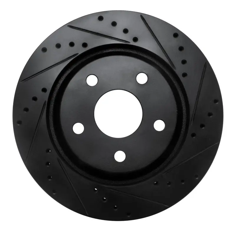 R1 12-18 Jeep Wrangler Front Right Drilled & Slotted Black Brake Rotor 1