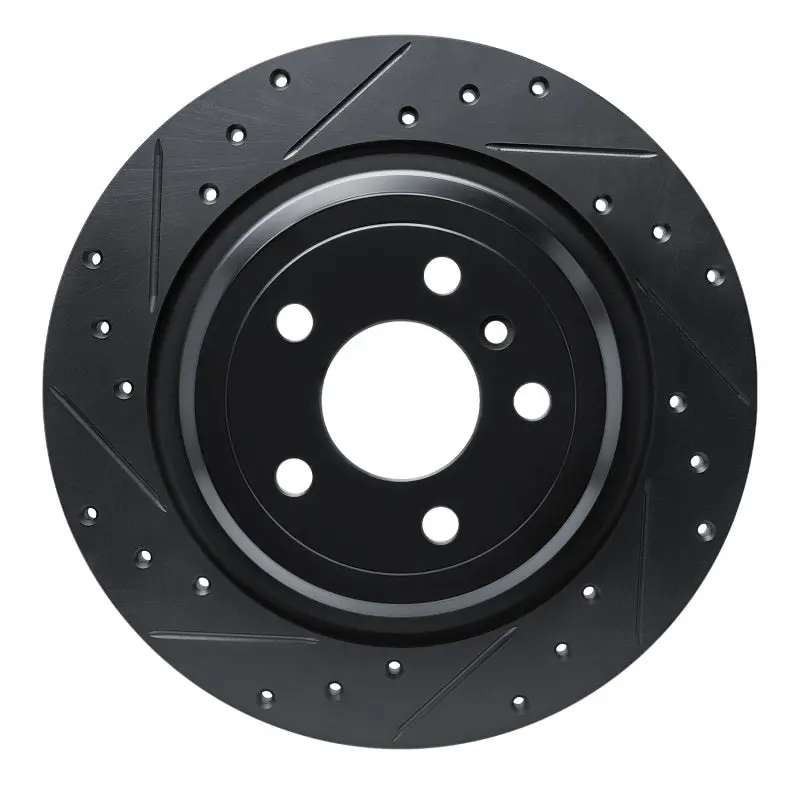 R1 12-18 Mercedes-Benz Gle300d Rear Left Drilled & Slotted Black Brake Rotor 1