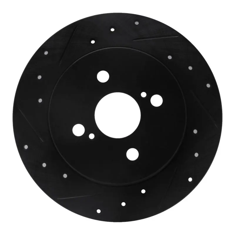 R1 12-18 Toyota Yaris (Usa/Canada) Rear Left Drilled & Slotted Black Brake Rotor 1