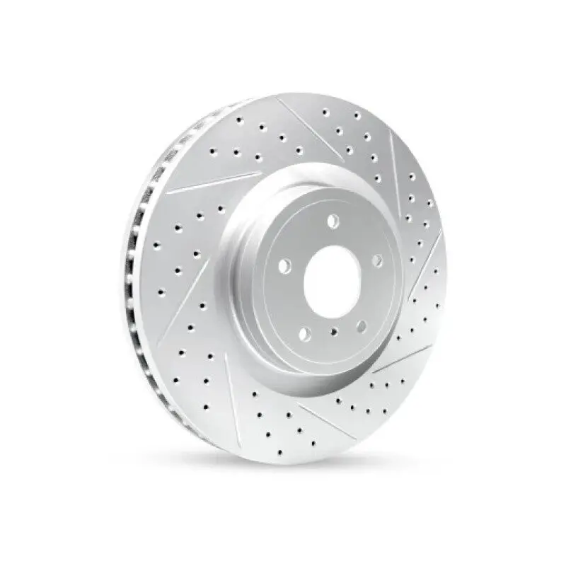 R1 12-19 Fiat 500E Front Left Drilled & Slotted Geo-Carbon Rotor 1
