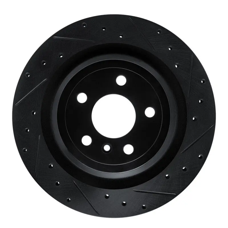 R1 12-19 Mercedes-Benz Gle300d Rear Right Drilled & Slotted Black Brake Rotor 1