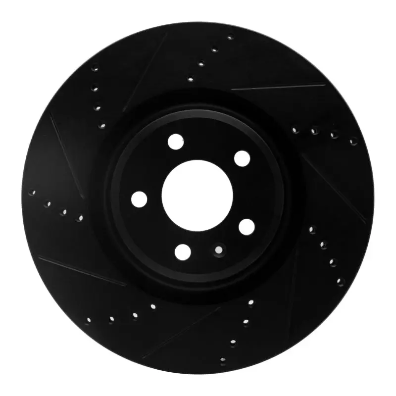 R1 12-20 Audi A6 (Usa/Canada) Front Left Drilled & Slotted Black Brake Rotor 1