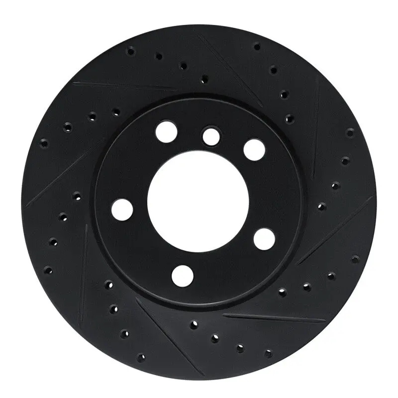 R1 12-20 Bmw 320I (Mexico) Front Right Drilled & Slotted Black Brake Rotor 1